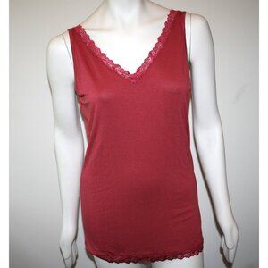 *New* Monoreno Brick Red Lace Trim Rayon/Spandex Tank Top Medium